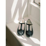 Black Leather Girl T-Bar Shoes