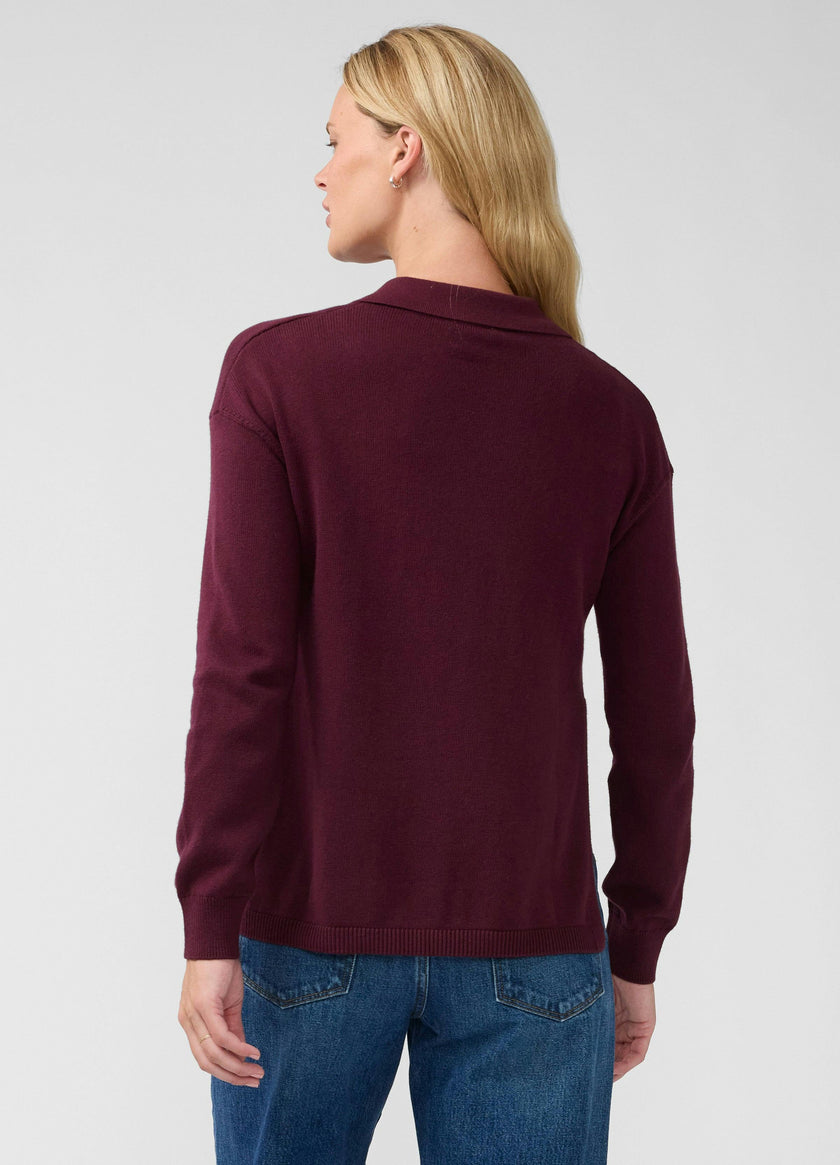 Polo Collar Knit Maternity Nursing Sweater