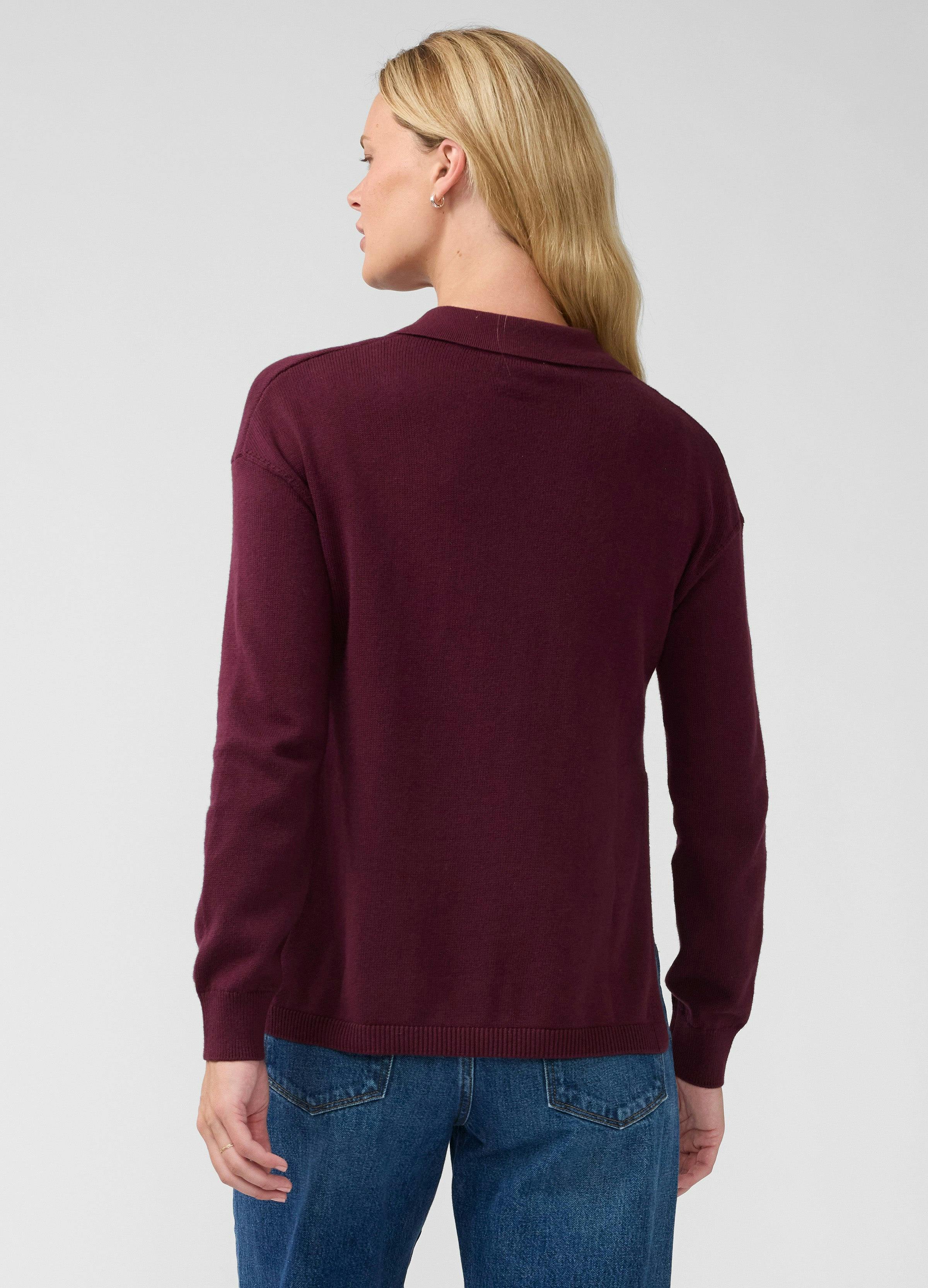 Polo Collar Knit Maternity Nursing Sweater