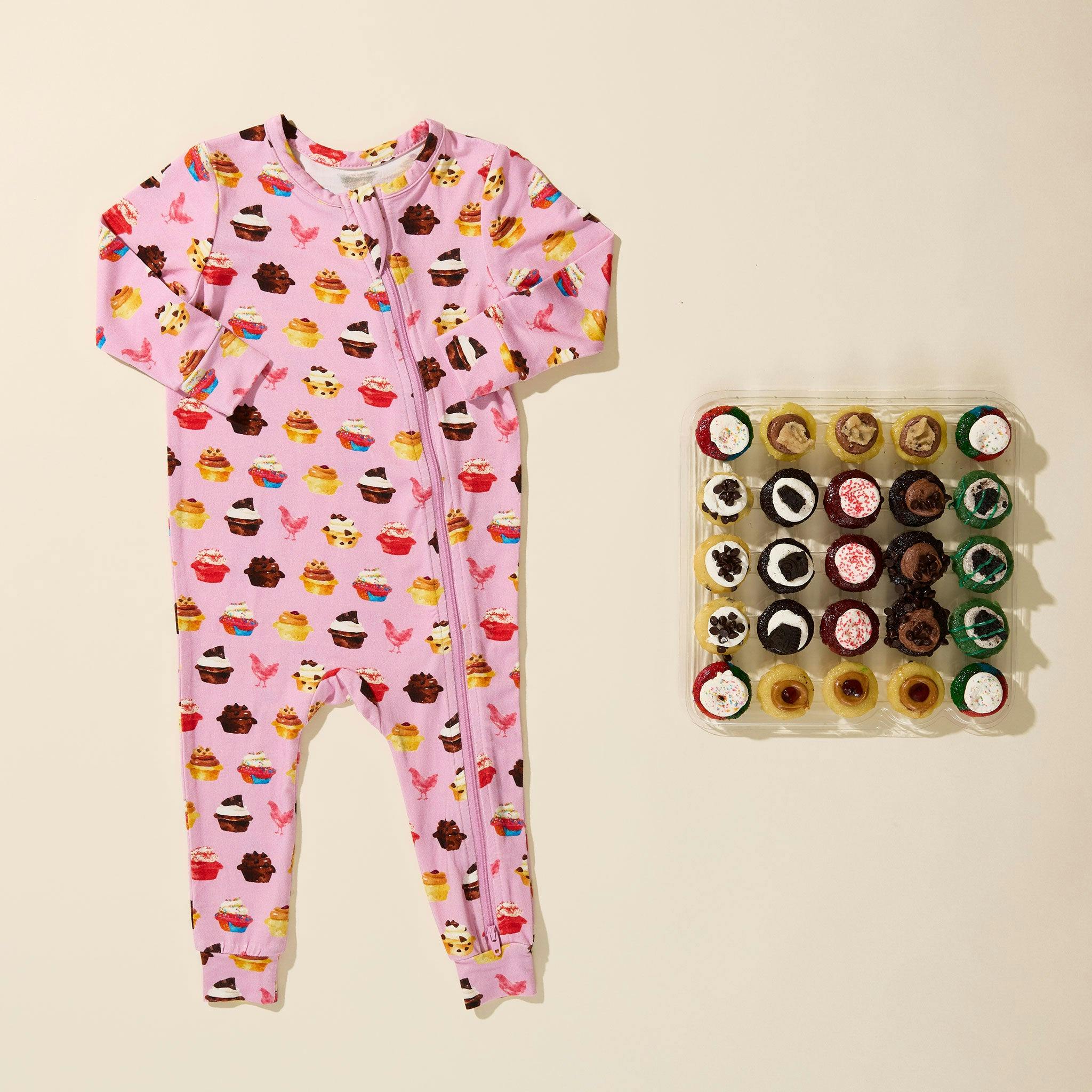 Baby Bamboo Romper - Pink Cupcakes