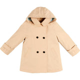 Double Breasted George Check Lined Rain Coat With Detachable Hood in Beige (2-10yrs)