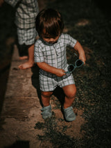 Short Sleeve Rashguard Swimsuit | UPF + Recycled - Fern Plaid