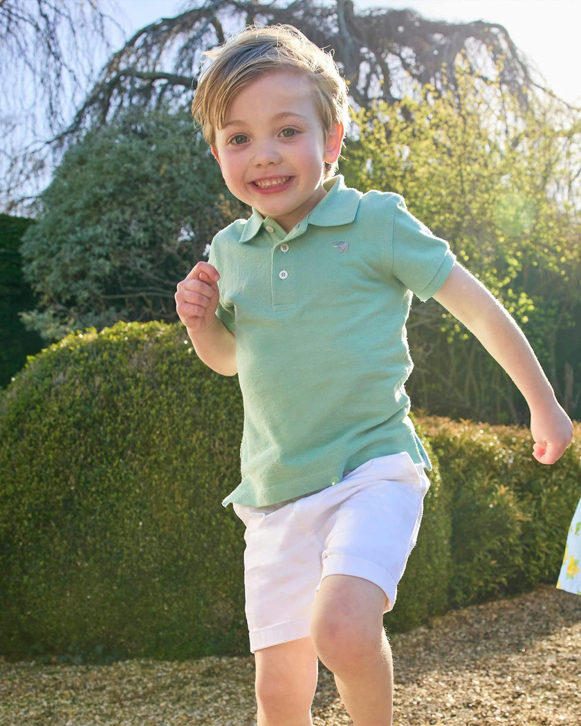 Harry Piqué Polo in Sage