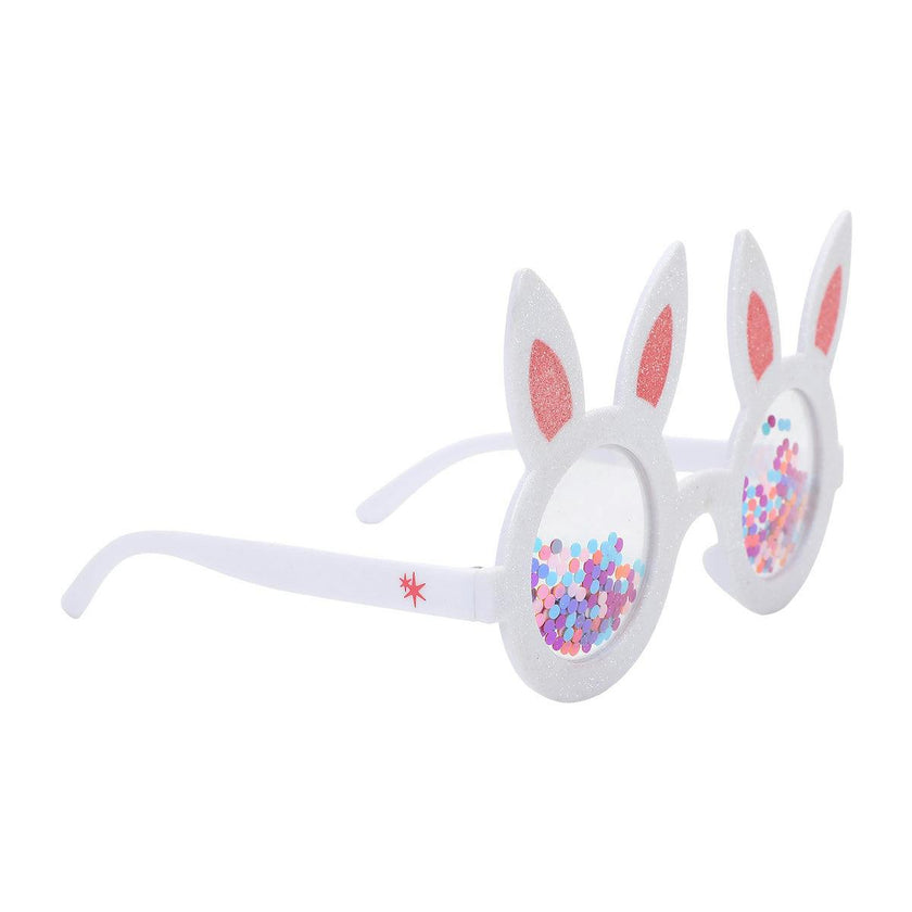 Packed Party Hop-To-It Confetti Bunny Novelty Glasses - Glitter Bunny Ears with Confetti-Filled Lenses and Gold Too Hip to Hop Text, 6x4 Inch