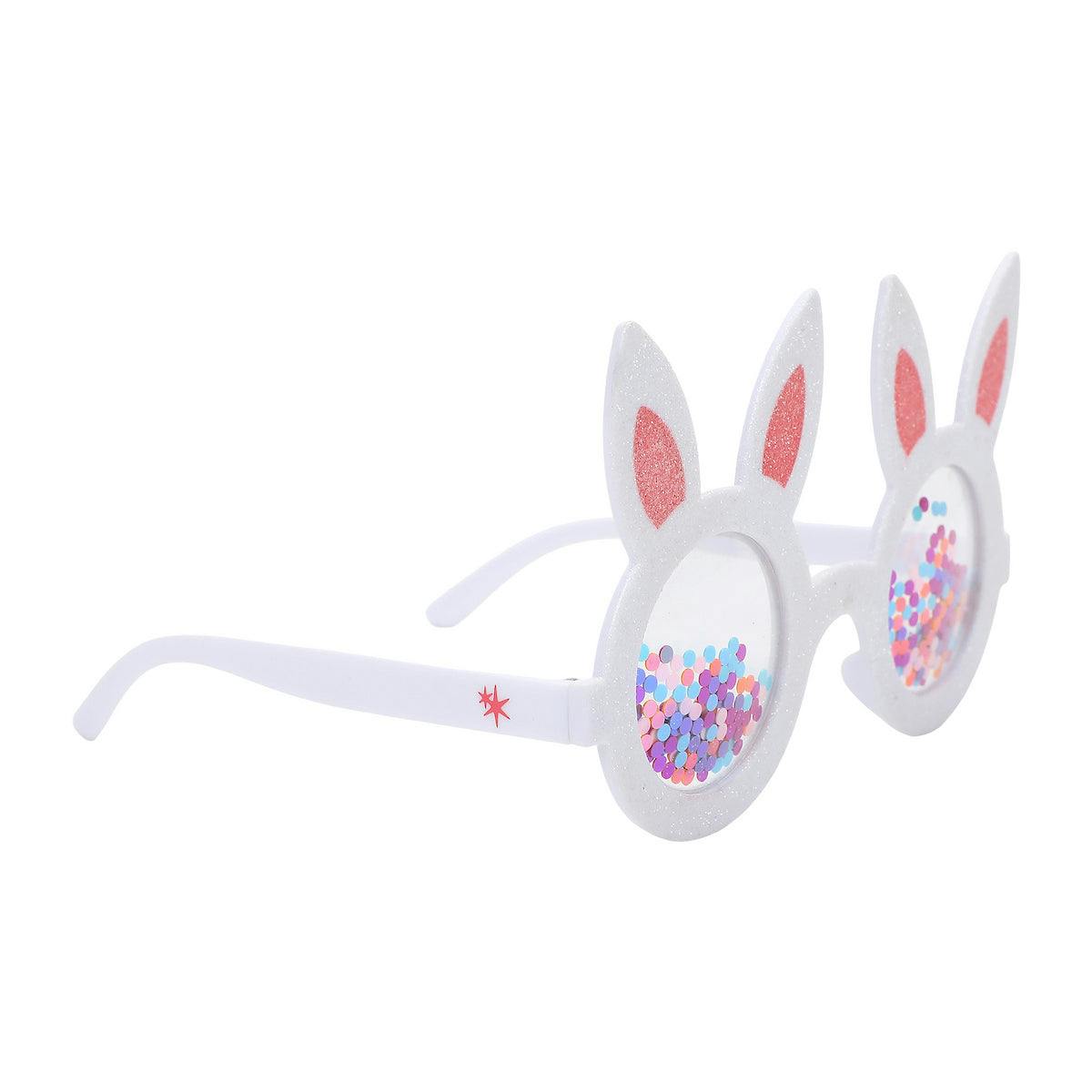 Packed Party Hop-To-It Confetti Bunny Novelty Glasses - Glitter Bunny Ears with Confetti-Filled Lenses and Gold Too Hip to Hop Text, 6x4 Inch