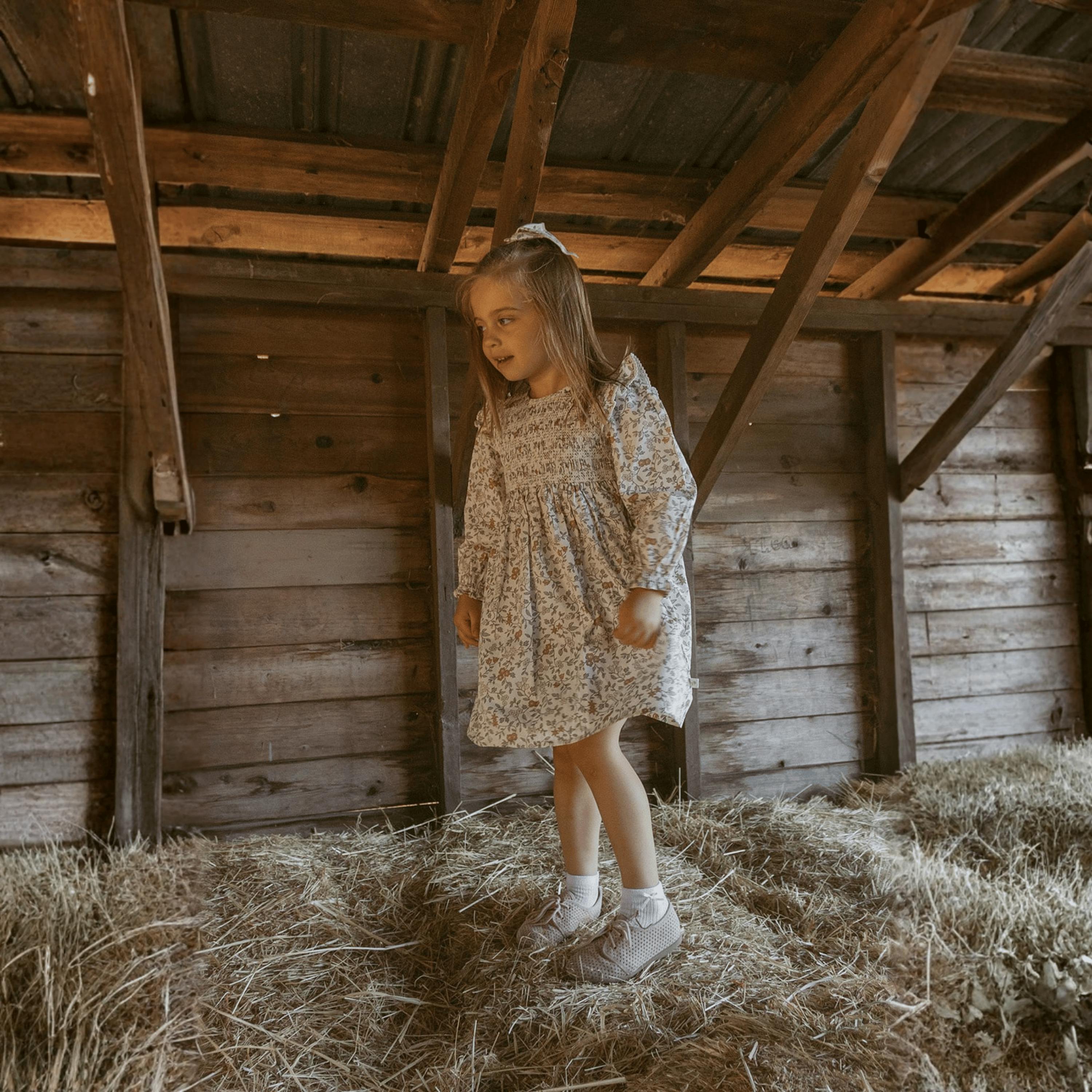 Organic Smocked Ruffle Dress - Ivy