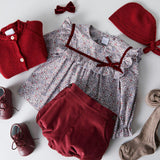 Contrast Trim 3 Button Cardigan in Red (3-18mths)