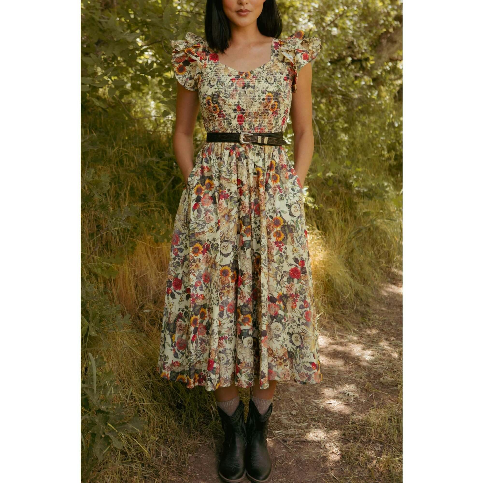 Hattie Dress in Rose Vine