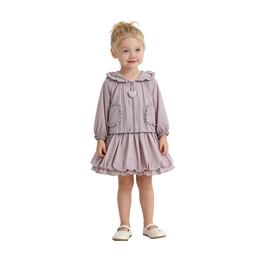 Pink Lace-Trim Skirt Ensemble