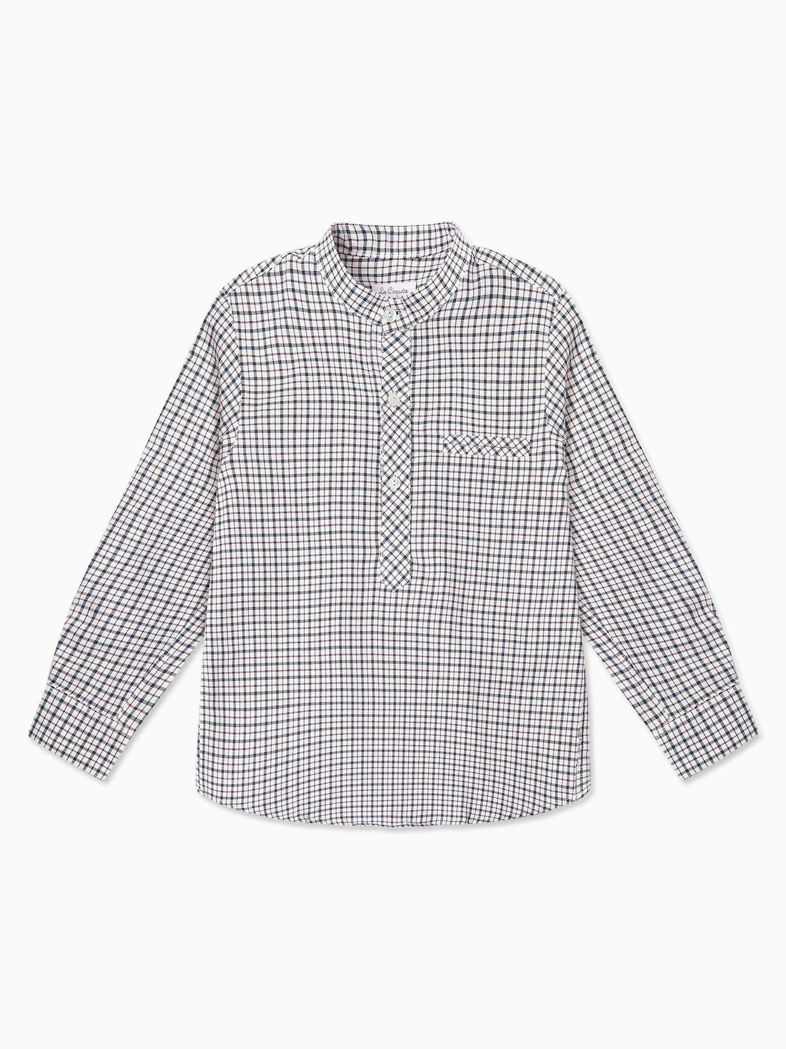 Burgundy Check Mateo Long Sleeve Boy Shirt