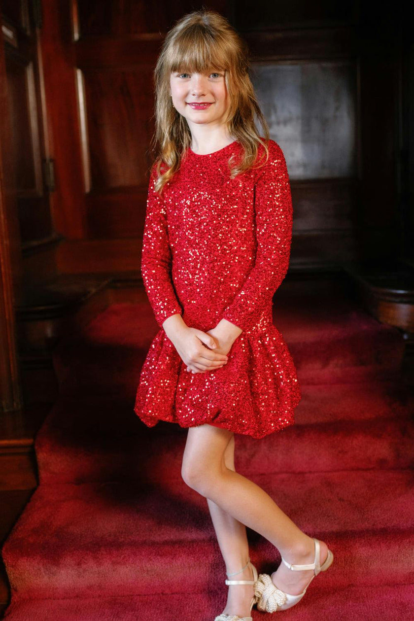 Mini Luminaria Dress in Poinsettia Sequin