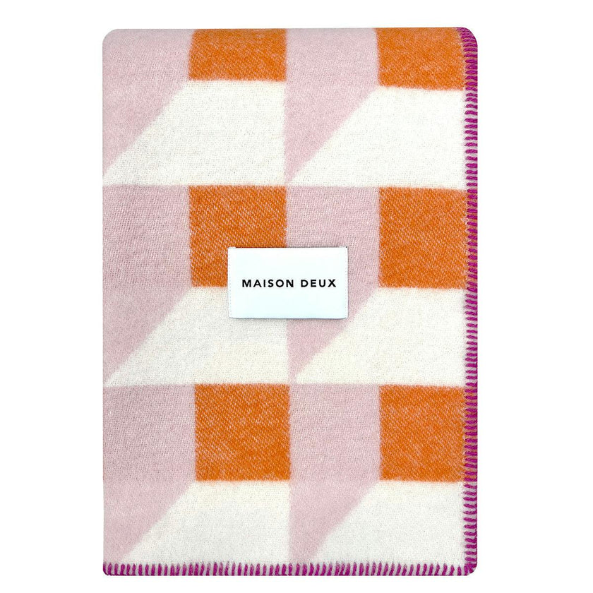 Blanket CUBICS Pink / Carrot Print 4.25 x 6.5ft