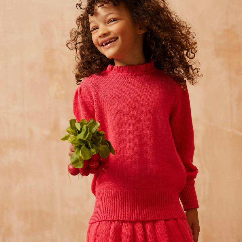 Ruffled Collared Jumper | Raspberry
