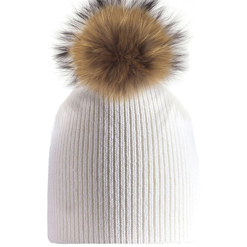 Knitted Wool Hat With A Genuine Fur Pom (TikTok)