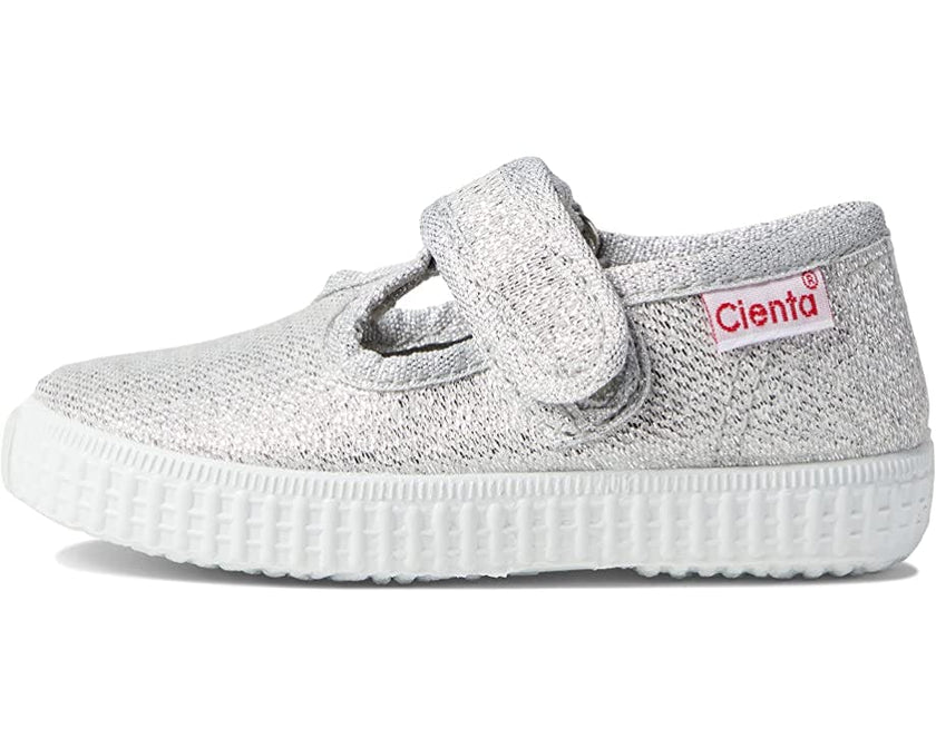 Silver Sparkle Velcro T- Strap