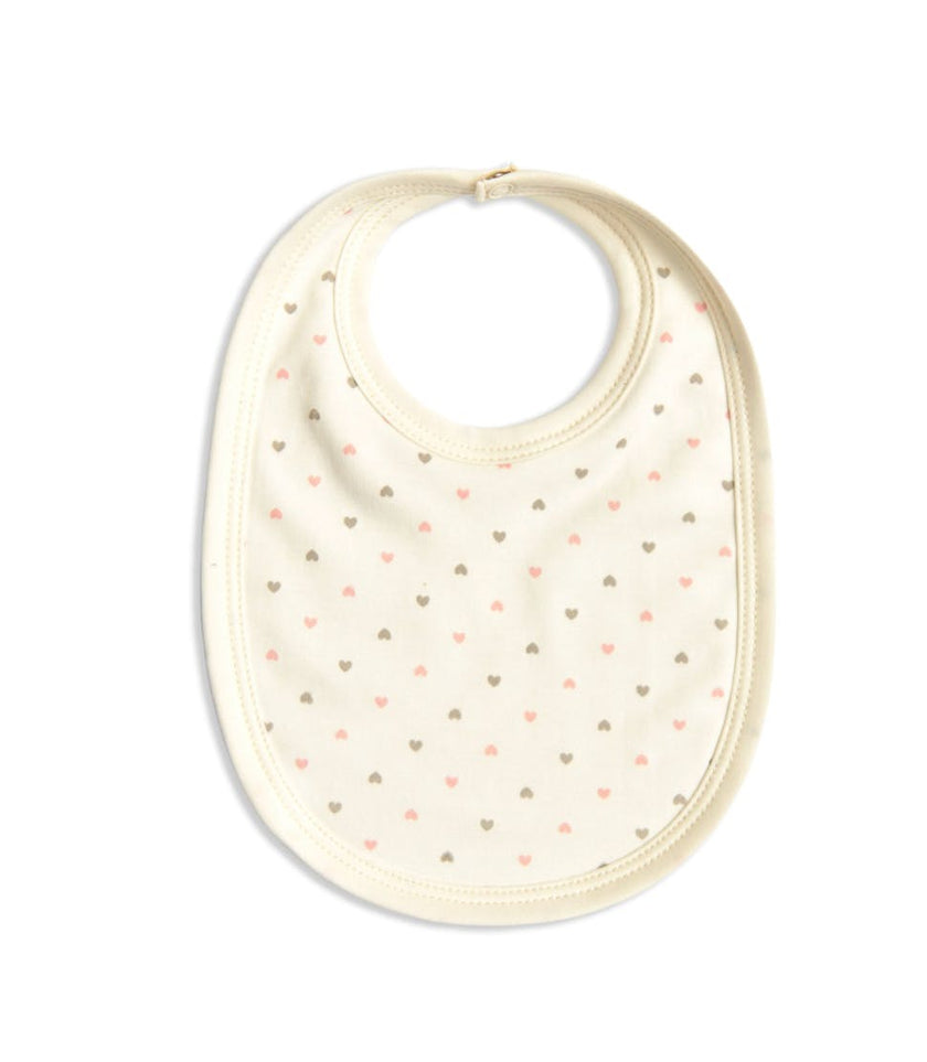 Pima Cotton Baby Bib - Heart Print
