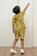 Short and Shirt Gender Neutral Set Green — Cotton Kids Co-Ord | 0-13 Years
