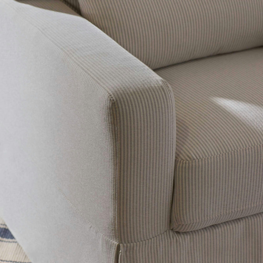 Crawford Pillowback Comfort Swivel Glider in Fog Chatham Stripe