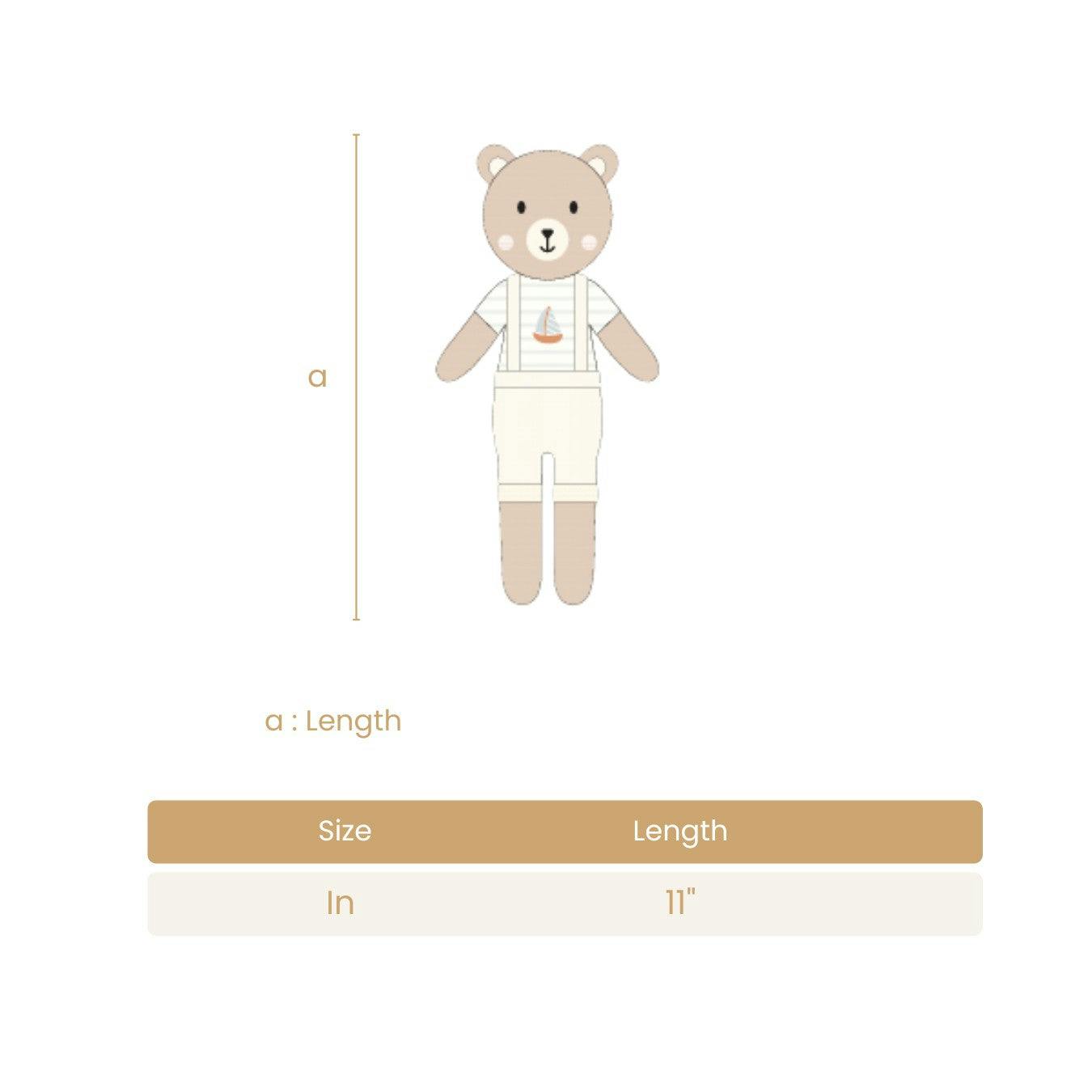 Arthur the bear with sailboat Natural & Light blue - 11