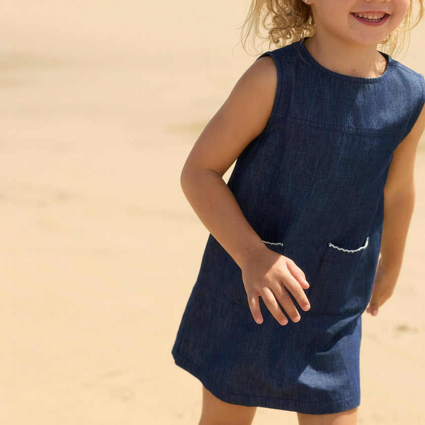 girls deep chambray dress
