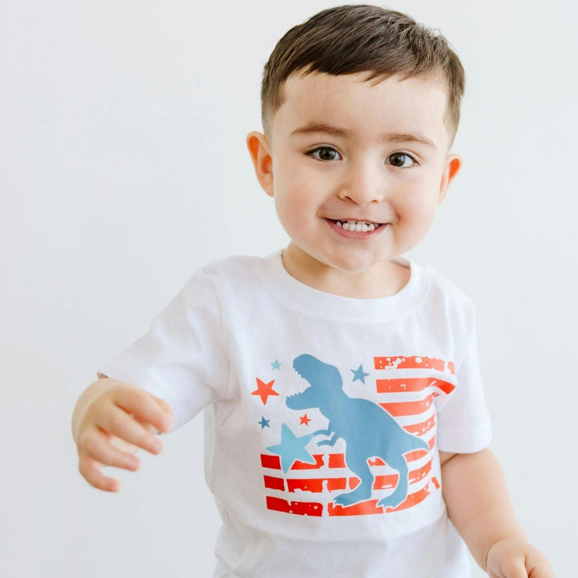 All American Dino Short Sleeve T-Shirt - White