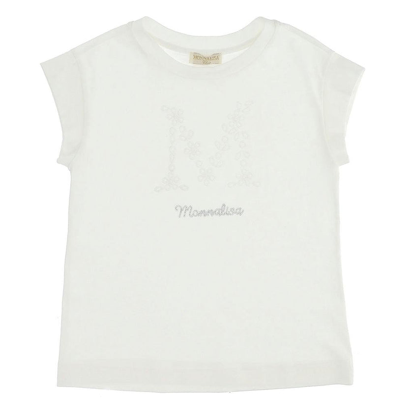 Cream Rhinestone Logo T-Shirt