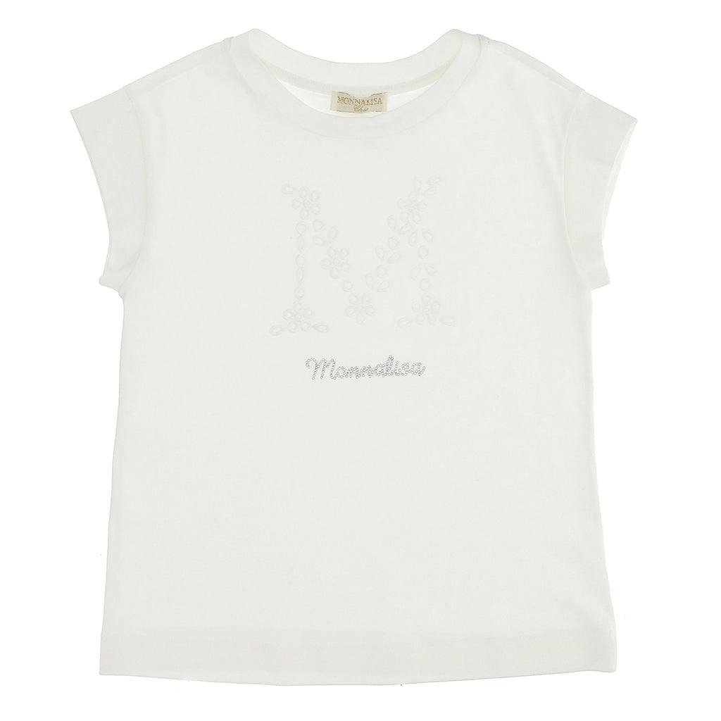 Cream Rhinestone Logo T-Shirt