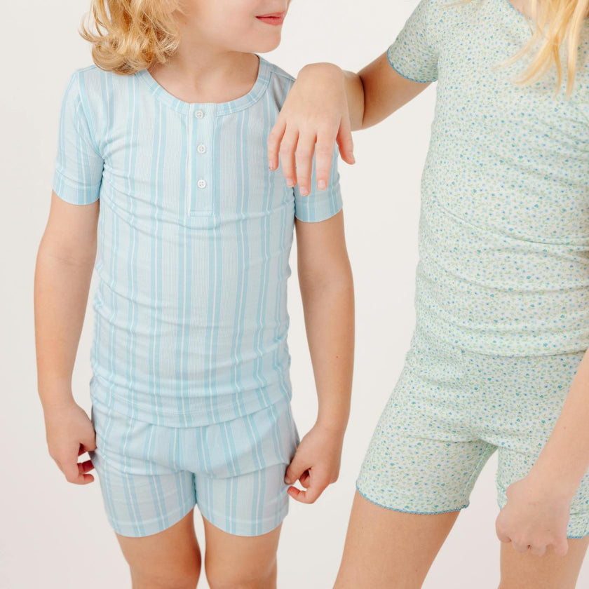 Unisex Pima Striped Shirt & Short Pajamas Set
