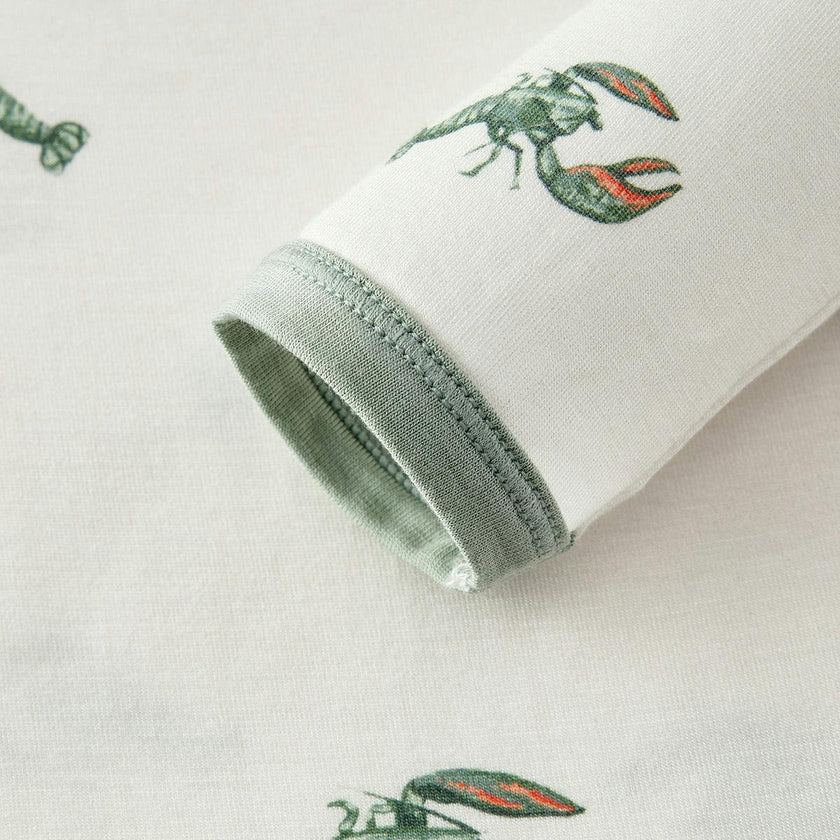 Mint Lobster Luxe Stretch Newborn Gown & Hat Set
