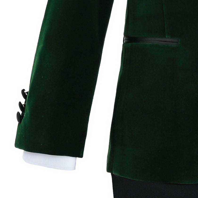 Green Velvet Suit with Black Accents