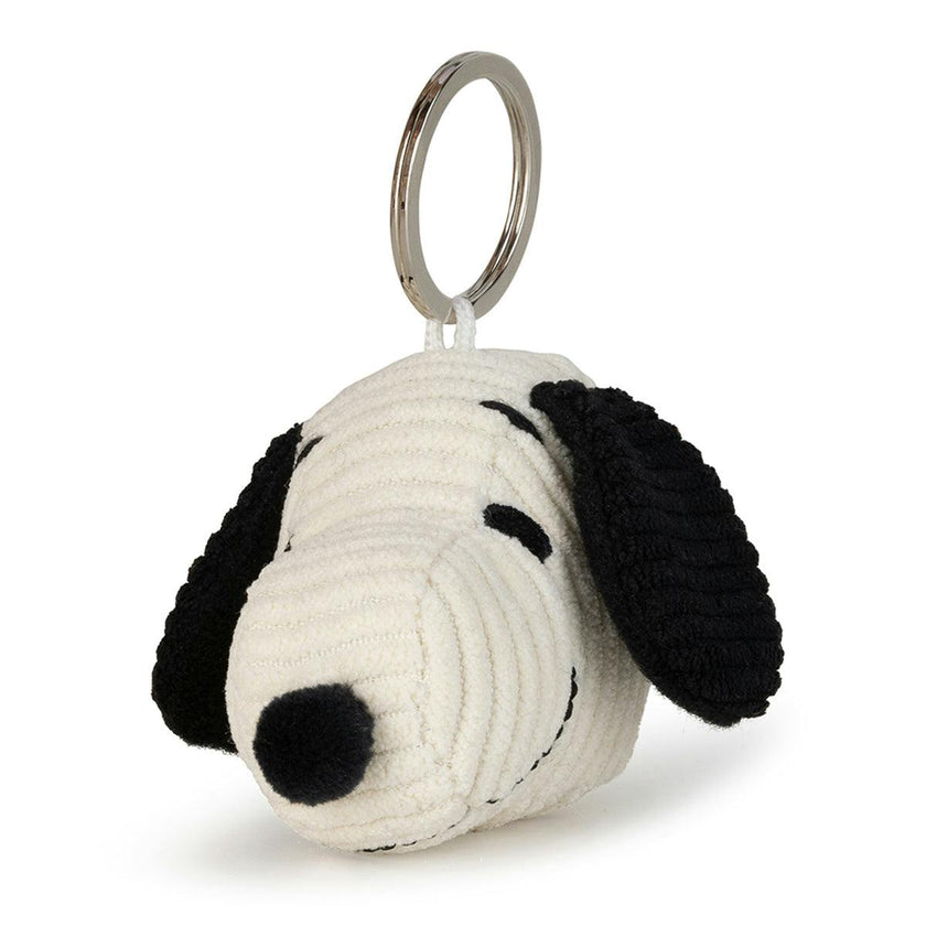Keychain Plush PEANUTS SNOOPY HEAD Corduroy Cream 2"
