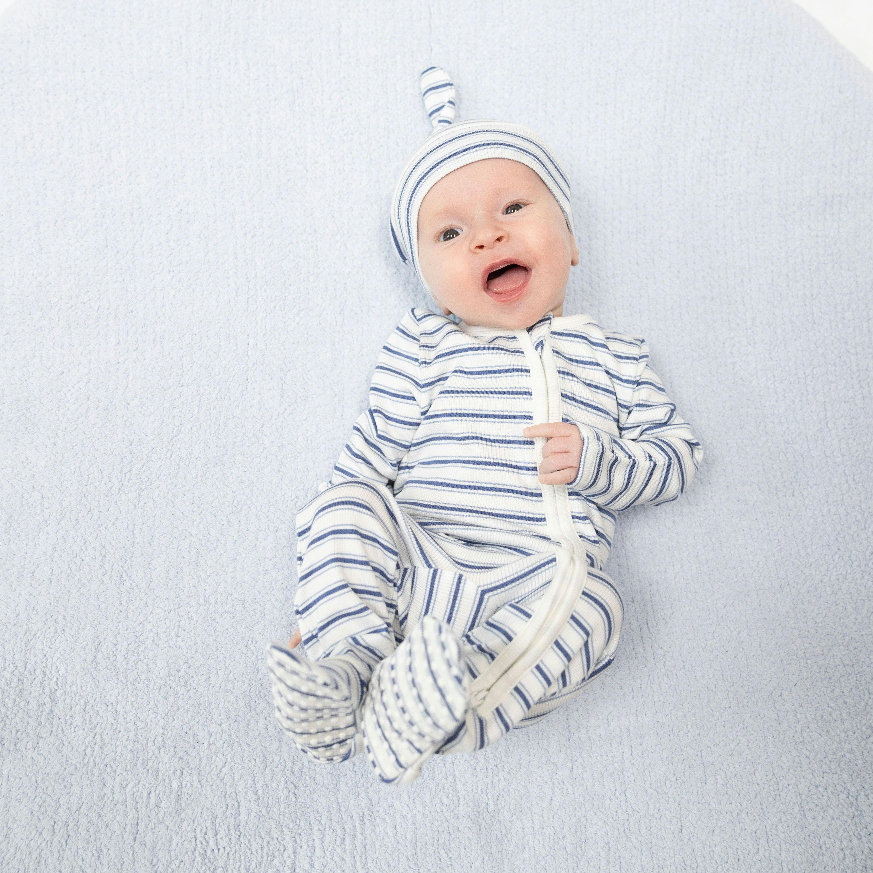 Vintage Stripe Blue - 2 Way Zipper Footie