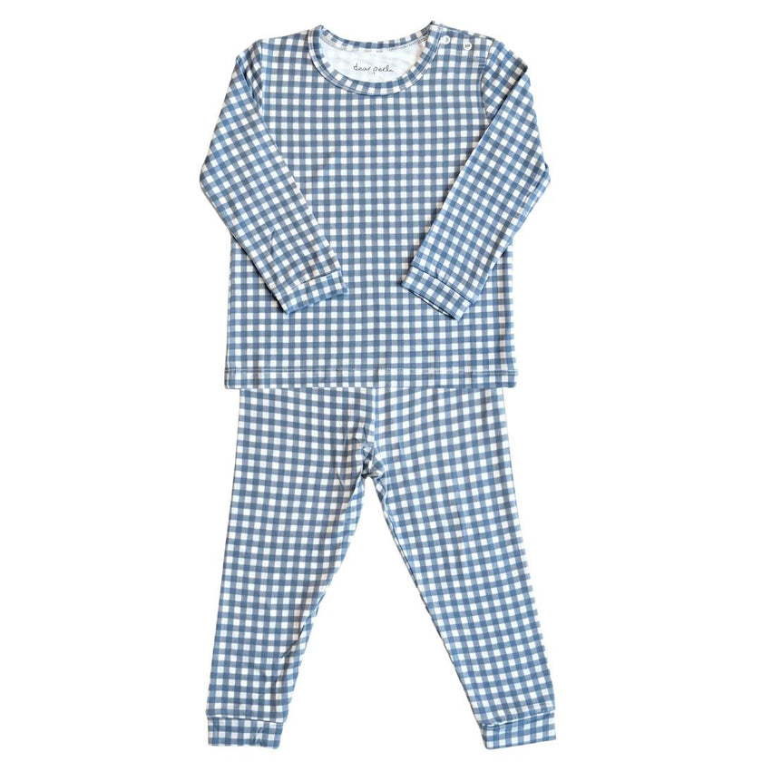Toddler Pajama Set in Micro Gingham Navy