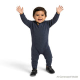 Infant Boys Hooded Sweater Romper | Navy