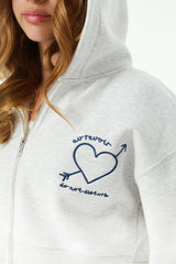 Mia White Grey French Terry Zip up Hoodie - Travel Set