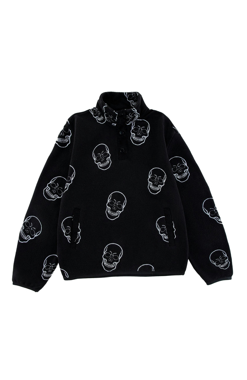 Embroidered Pull Over Polar Fleece, Skulls