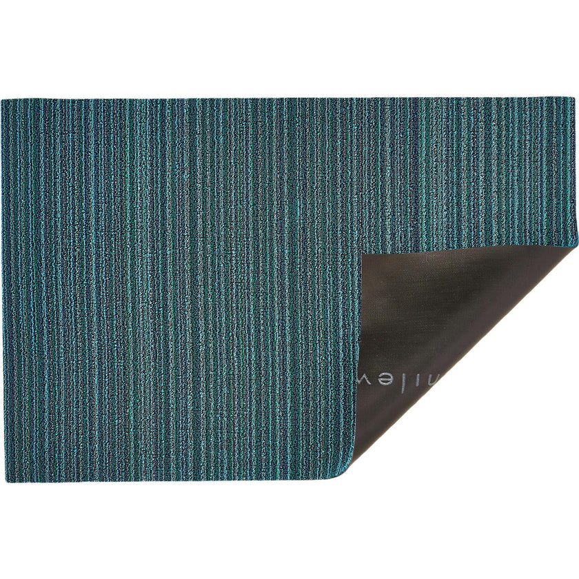 Skinny Stripe Shag Floor Mat, Turquoise