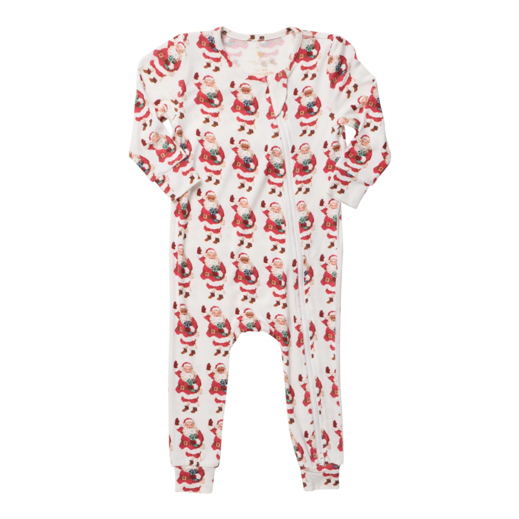Baby Bamboo Romper - Vintage Santas