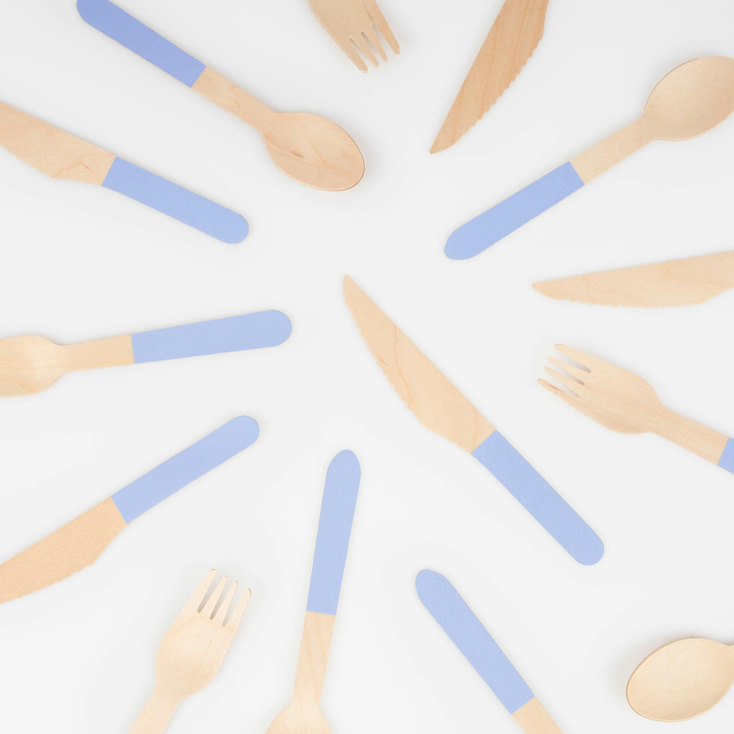 Cornflower Blue Wooden Cutlery Set