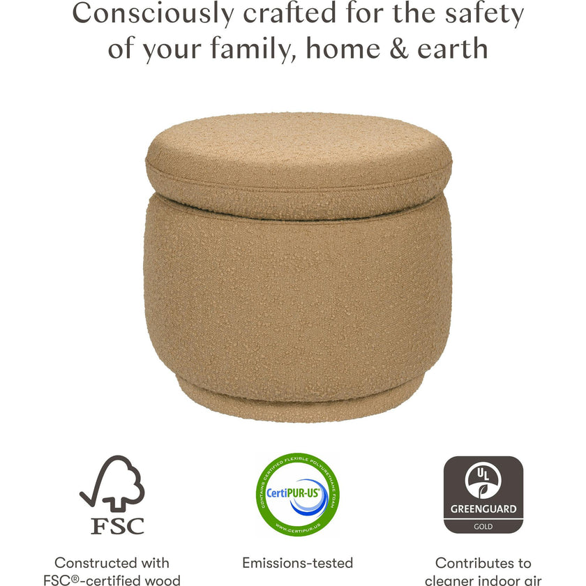 Enoki Storage Ottoman in Boucle in Sand Boucle