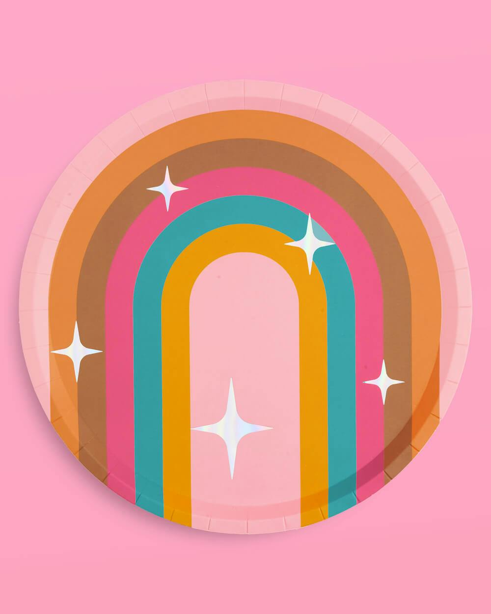 Totally Groovy Plates - 24 foil paper plates