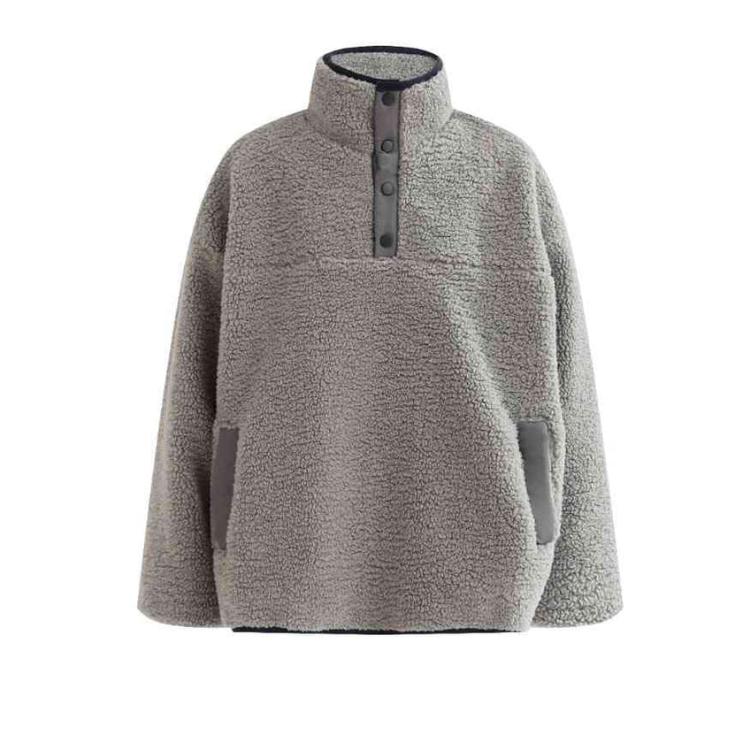 Gray Sherpa Fleece Pullover
