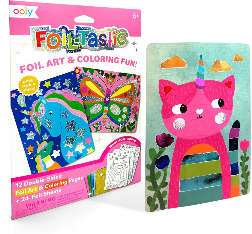 Foil-tastic Foil Art & Coloring Set - Whimsical World - 12 Pages 24 Foil Sheets