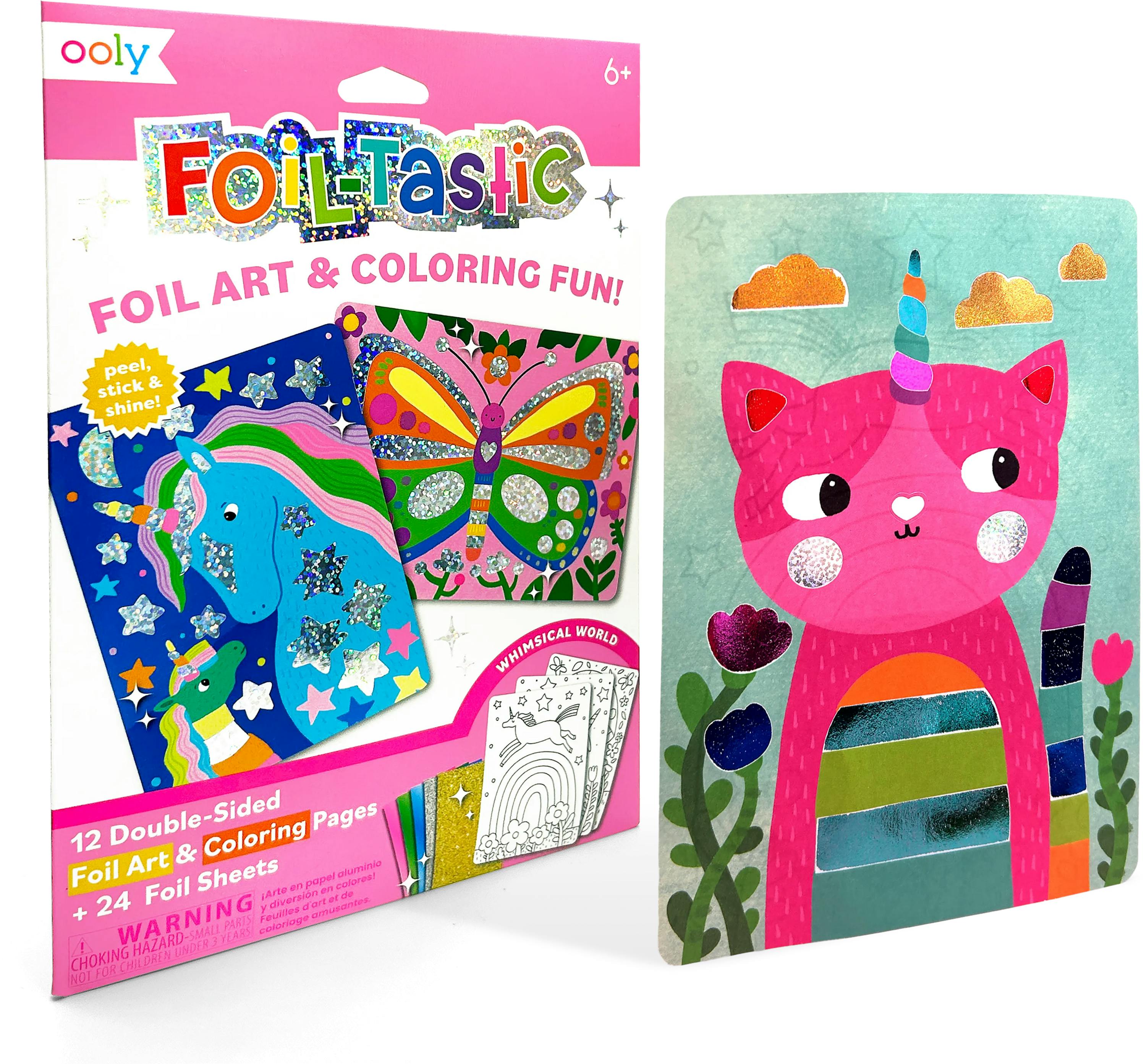 Foil-tastic Foil Art & Coloring Set - Whimsical World - 12 Pages 24 Foil Sheets