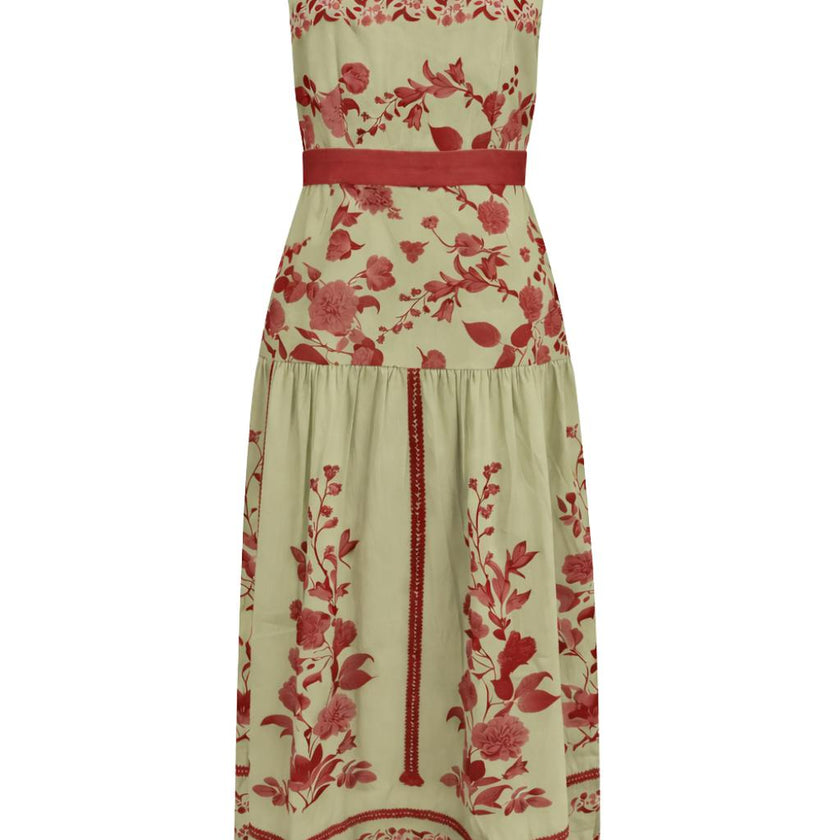 Asher Coral Petal Floral Midi Dress