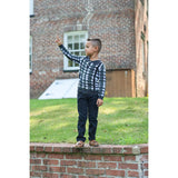 Plaid Button Collared Crew Fit Sweater