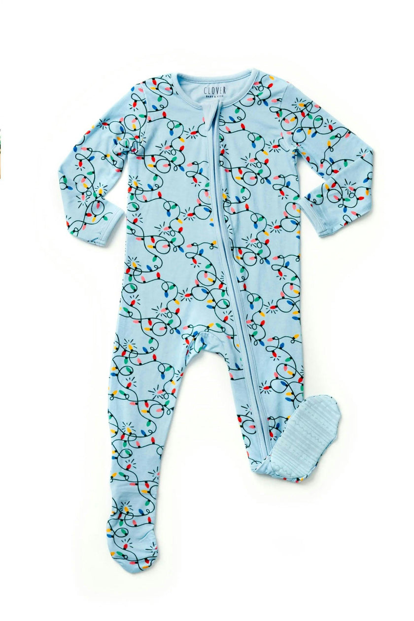 Soft & Stretchy Zipper Footie - Holiday Lights