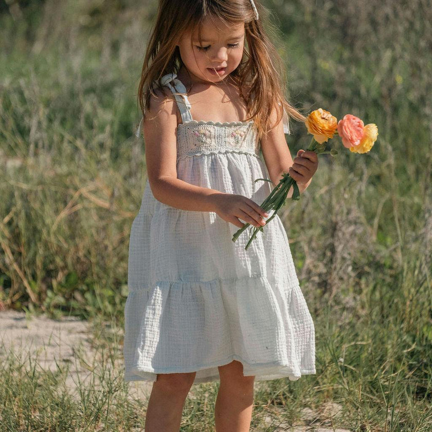 Crochet Dress in Blue Bouquet