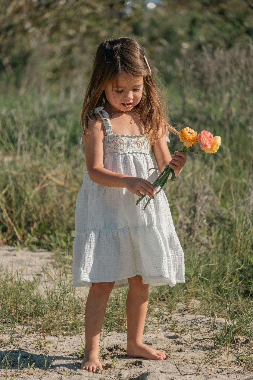 Crochet Dress in Blue Bouquet