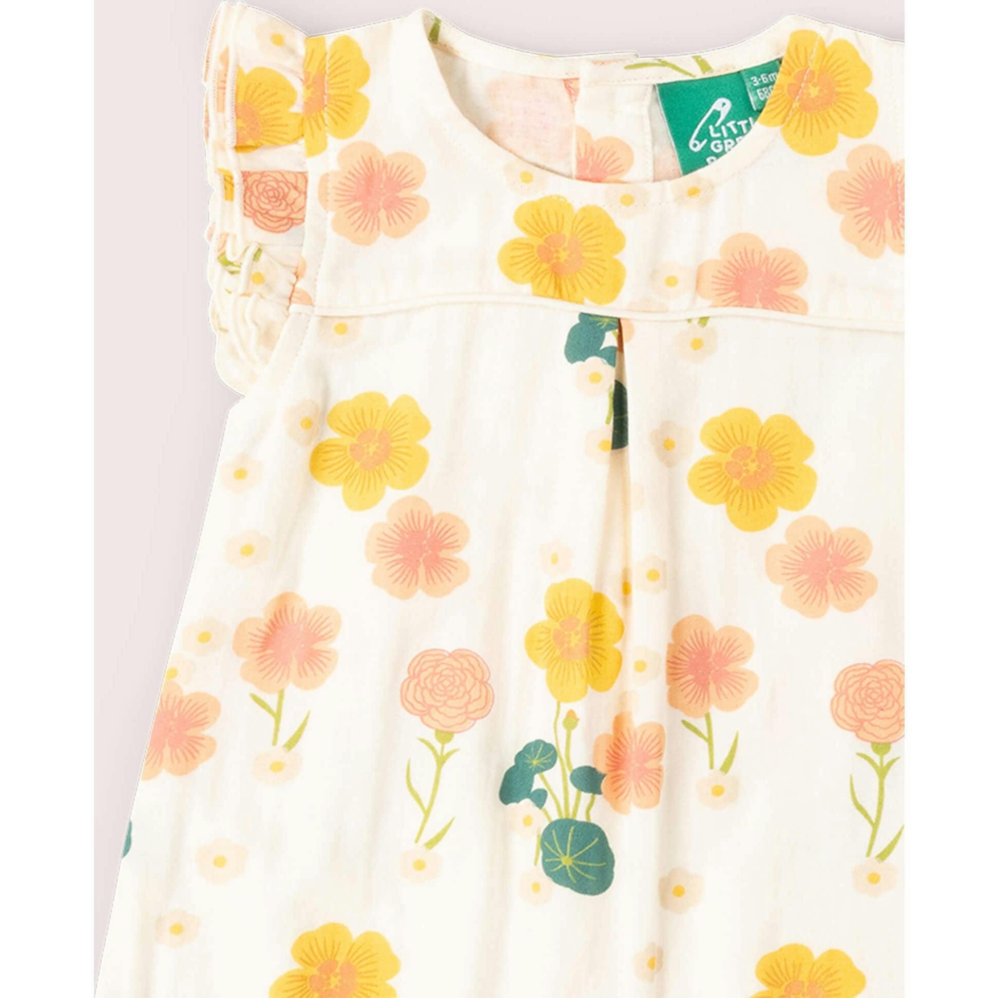 Flora Frill Summer Romper, Cream